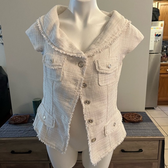 White House Black Market Cream Blazer Vest - Picture 2 of 5